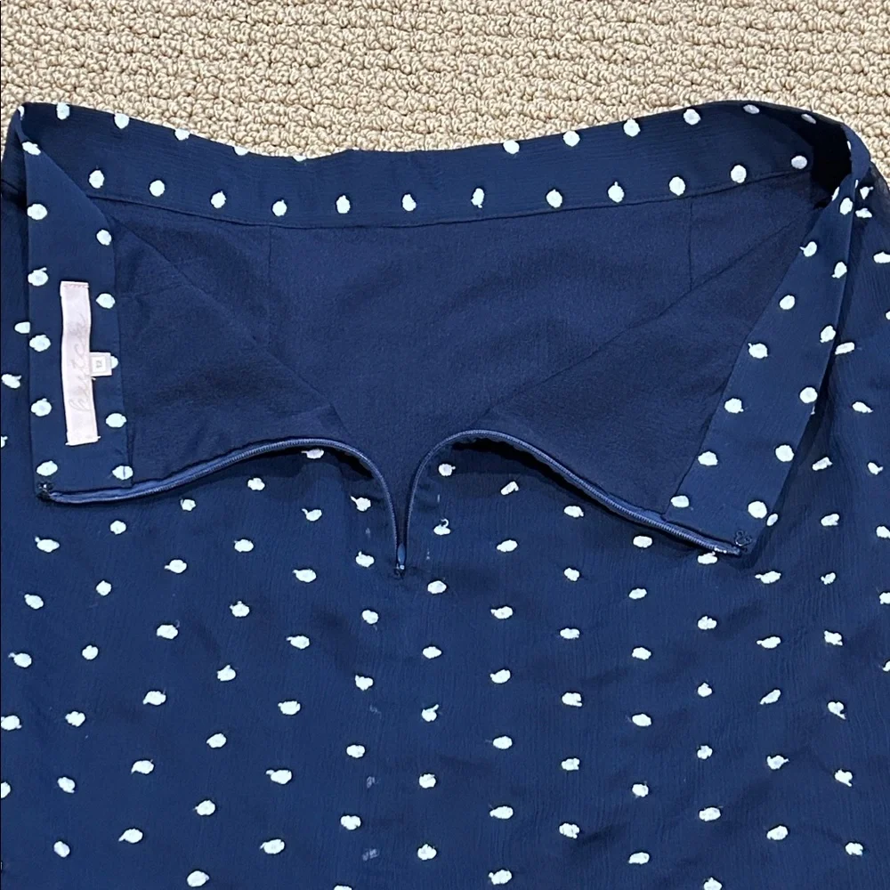 Anthropologie Hutch Ruffled Clip Dot Mini Skirt size 12 Navy Blue White